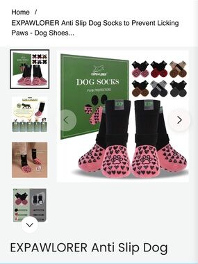 EXPAWLORER Pink Anti-Slip Dog Socks with Heart Grip size large